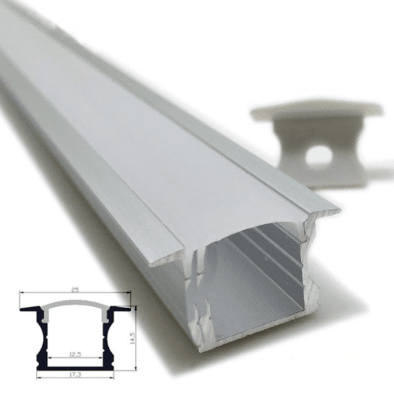 100 x Perfil Aluminio Difusor 1201 3mt Alto Empotrable