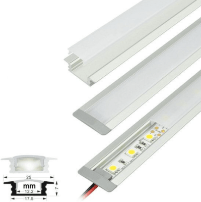 100 x Perfil Aluminio Difusor 1204 3 Metros Plano Empotrable