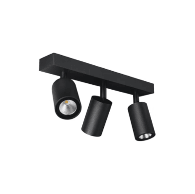 Foco Porta GU10 Triple Negro Sobrepuesto Led Modelo Altair III