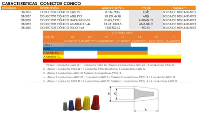 Conector Cónico P-71 8,5x6,7x15mm x100 Gris