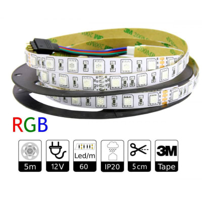 Cinta Led 12V 5050 3x4,8W IP20 60led/m RGB 5mt RLC06