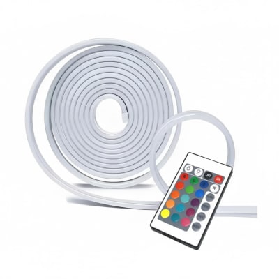 Pack: Neón Led Digital 12V  5mt RGB Control Remoto, Plug Adaptador y Transformador