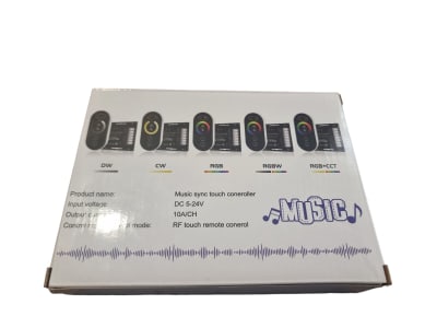 Control Remoto RF RGBW Sensor Musical Aluminio Negro 12-24V 4x10A