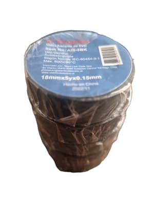 Pack: 5 Unidades Cinta Aislante Negra 18mmx5mts