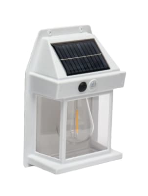 Apliqué de Muro Solar con Ampolleta Filamento Blanco con sensor 3000K Luz Cálida IP65