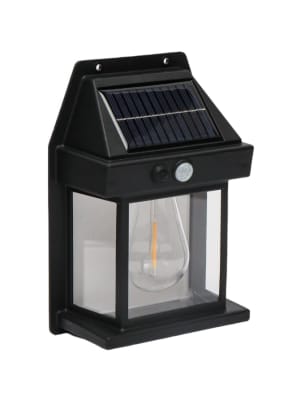 Apliqué de Muro Solar con Ampolleta Filamento Negro 3000K Luz Cálida IP651