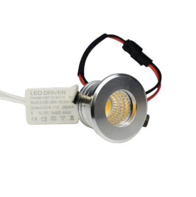 Foco Spot Mini 3W 3000K Luz Cálida Plateado Embutido Redondo1