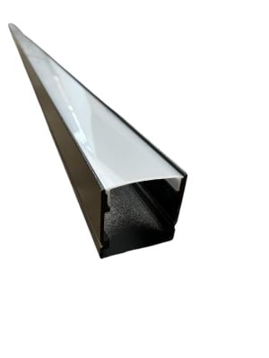 Perfil Aluminio Difusor 2020 3mt Sobreponer Negro (kn)