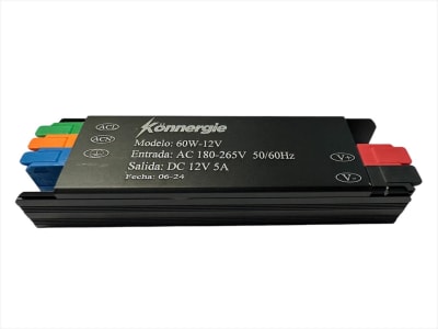 Fuente de Poder 12V 5A 60W IP20 Conexión Rápida (140x34x24mm)