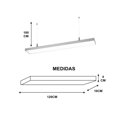Lineal Led 220V 48W 4000K Luz Neutra Blanco 1180x10x43mm
