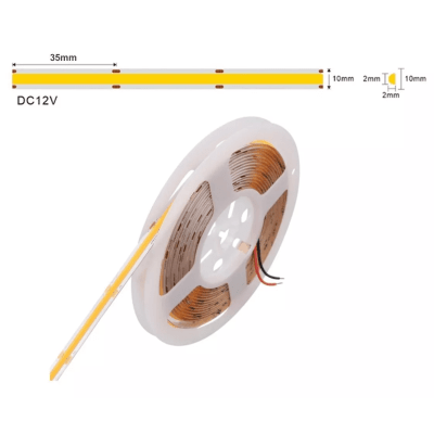 Cinta 12V COB 12W/m IP54 320Led/m 3000K Cálida 10mt (zh) H2B