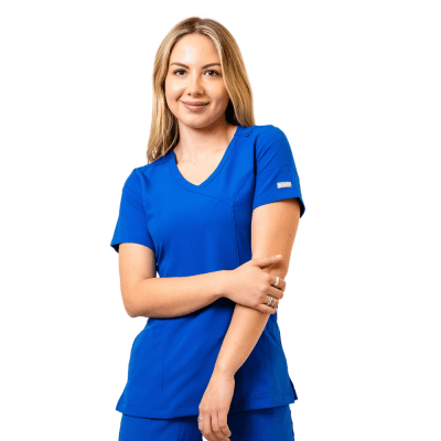 POLERA CLINICA MUJER MOMENTUM 5002 AZUL REY