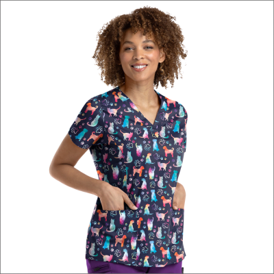 POLERA CLINICA MUJER ESTAMPADA MAEVN 1767 FOCO