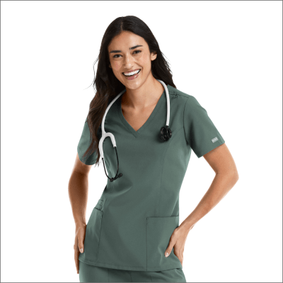 POLERA CLINICA MUJER MOMENTUM 5001 VERDE MUSGO