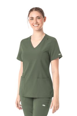 POLERA CLINICA MUJER MOMENTUM 5001 VERDE OLIVO