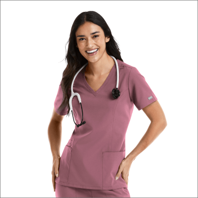 POLERA CLINICA MUJER MOMENTUM 5001 ROSA OSCURO