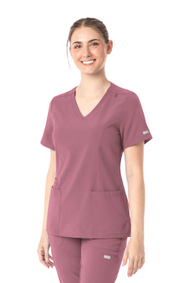 POLERA CLINICA MUJER MOMENTUM 5001 ROSA OSCURO