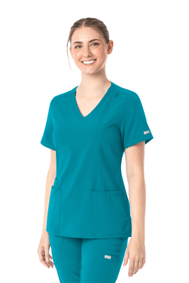POLERA CLINICA MUJER MOMENTUM 5001 AZUL VERDOSO