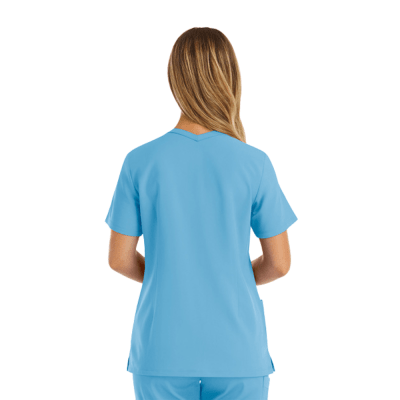 POLERA CLINICA MUJER MOMENTUM 5001 CELESTE AGUA