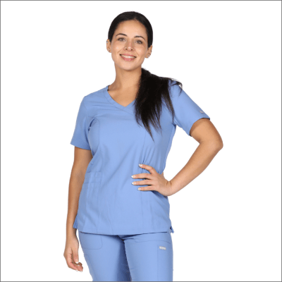 POLERA CLINICA MUJER MOMENTUM 5002 CELESTE