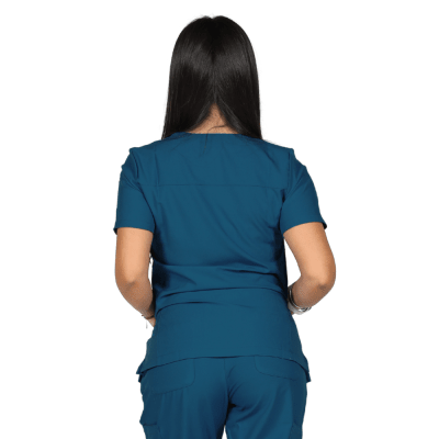 POLERA CLINICA MUJER MOMENTUM 5002 AZUL PETROLEO