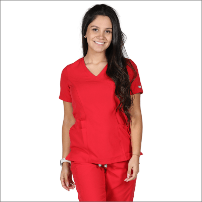 POLERA CLINICA MUJER MOMENTUM 5002 ROJA