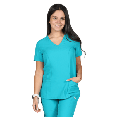 POLERA CLINICA MUJER MOMENTUM 5002 AZUL VERDOSO