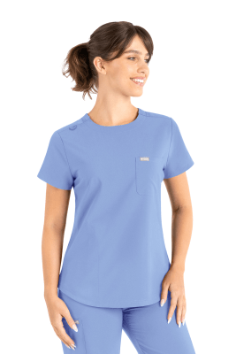 POLERA CLINICA MUJER MOMENTUM 5005 CELESTE