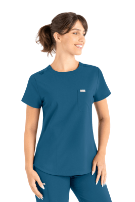 POLERA CLINICA MUJER MOMENTUM 5005 AZUL PETROLEO