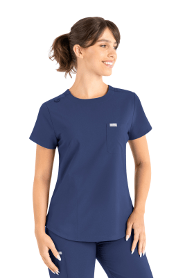POLERA CLINICA MUJER MOMENTUM 5005 AZUL MARINO