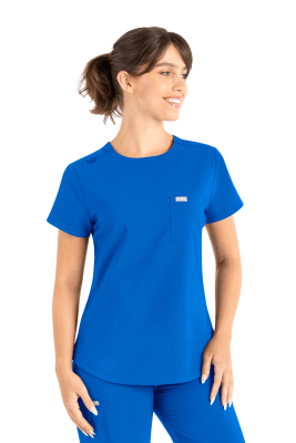 POLERA CLINICA MUJER MOMENTUM 5005 AZUL REY