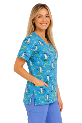POLERA CLINICA MUJER ESTAMPADA GREEN TOWN 500V 1490BL