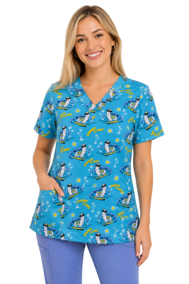 POLERA CLINICA MUJER ESTAMPADA GREEN TOWN 500V 1490BL