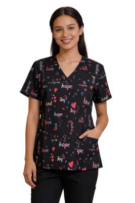 POLERA CLINICA MUJER ESTAMPADA GREEN TOWN 500V 1746BK