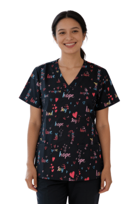 POLERA CLINICA MUJER ESTAMPADA GREEN TOWN 500V 1746BK