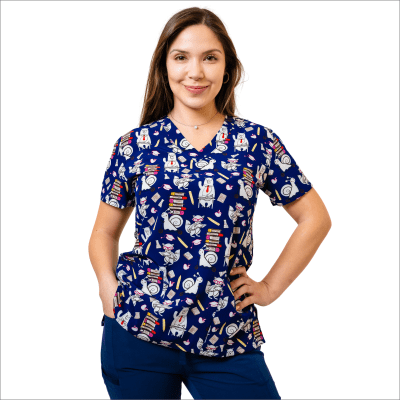 POLERA CLINICA MUJER ESTAMPADA GREEN TOWN 500V 1823NV