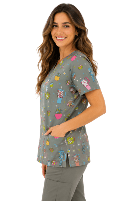 POLERA CLINICA MUJER ESTAMPADA GREEN TOWN 500V 1864SGE