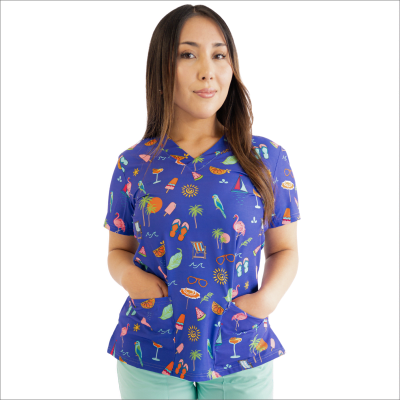 POLERA CLINICA MUJER ESTAMPADA GREEN TOWN 500V 1872NV