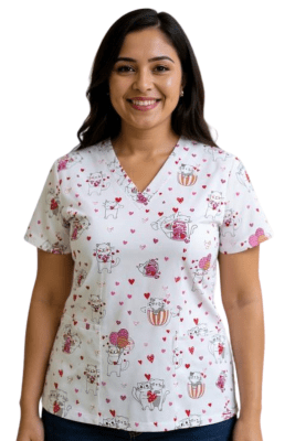 POLERA CLINICA MUJER ESTAMPADA GREEN TOWN 500V 1874WH