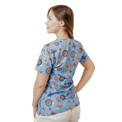 POLERA CLINICA MUJER ESTAMPADA GREEN TOWN 500V 1881BL