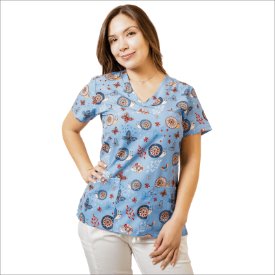 POLERA CLINICA MUJER ESTAMPADA GREEN TOWN 500V 1881BL
