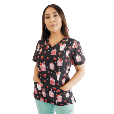 POLERA CLINICA MUJER ESTAMPADA GREEN TOWN 500V 1897BK