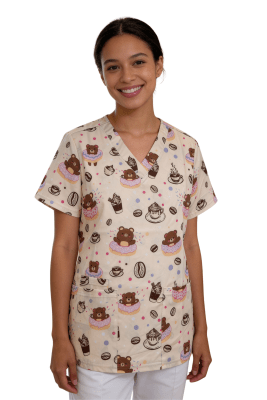 POLERA CLINICA MUJER ESTAMPADA GREEN TOWN 500V 1901