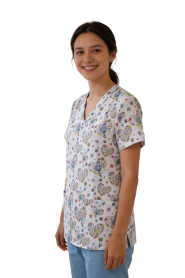 POLERA CLINICA MUJER ESTAMPADA GREEN TOWN 500V 1952WH