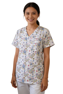 POLERA CLINICA MUJER ESTAMPADA GREEN TOWN 500V 1952WH