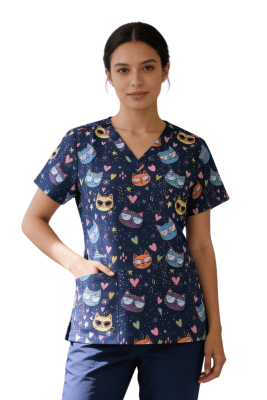POLERA CLINICA MUJER ESTAMPADA GREEN TOWN 500V 1962