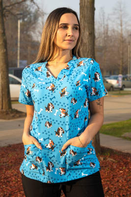 POLERA CLINICA MUJER ESTAMPADA GREEN TOWN 500V 1981