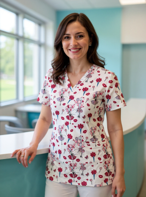 POLERA CLINICA MUJER ESTAMPADA GREEN TOWN 503V 1941