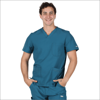 POLERA CLINICA HOMBRE MOMENTUM 5802 AZUL PETROLEO