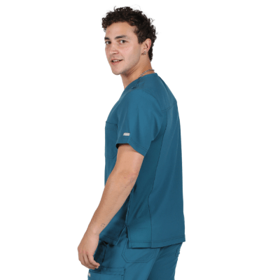 POLERA CLINICA HOMBRE MOMENTUM 5802 AZUL PETROLEO